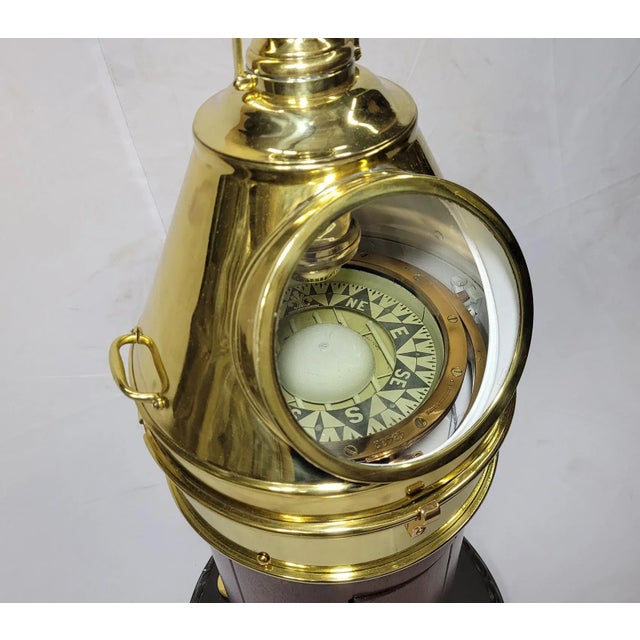 Nautical Brass and Wood Yacht Binnacle Compass For Sale - Image 3 of 6