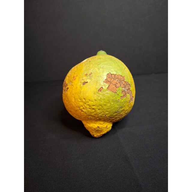 Late 19th C. Redware Earthenware Lemon Fruit Coin Bank Antique Folk Art Pottery For Sale - Image 4 of 10