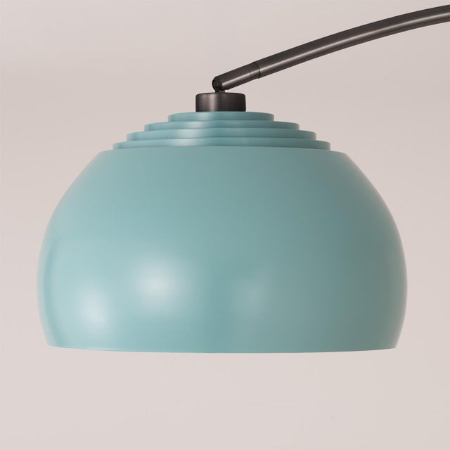 Nova 1960s 18" Black Nickel Sconce by Nova of California - Pool Blue Half Dome Shade, Mid Century Modern, Slide Dimmer For Sale - Image 4 of 7