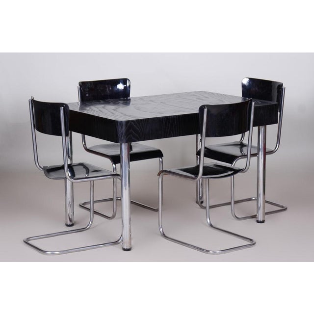 Czech Bauhaus Extendable Dining Table in Oak Veneer, 1930s For Sale - Image 14 of 16