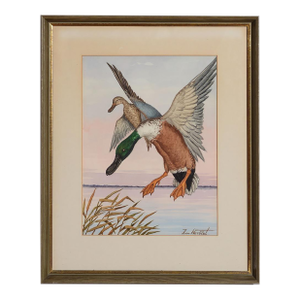 Ducks in Flight Watercolour by Jean Herblet (1893-1985) Ex- c.z. Guest Collection