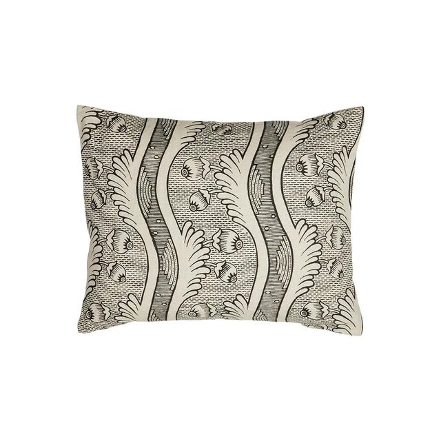 Pair of 12" x 16" Linen cushions with the pattern "Grenades" in black and white from Antoinette Poisson's domino papers...