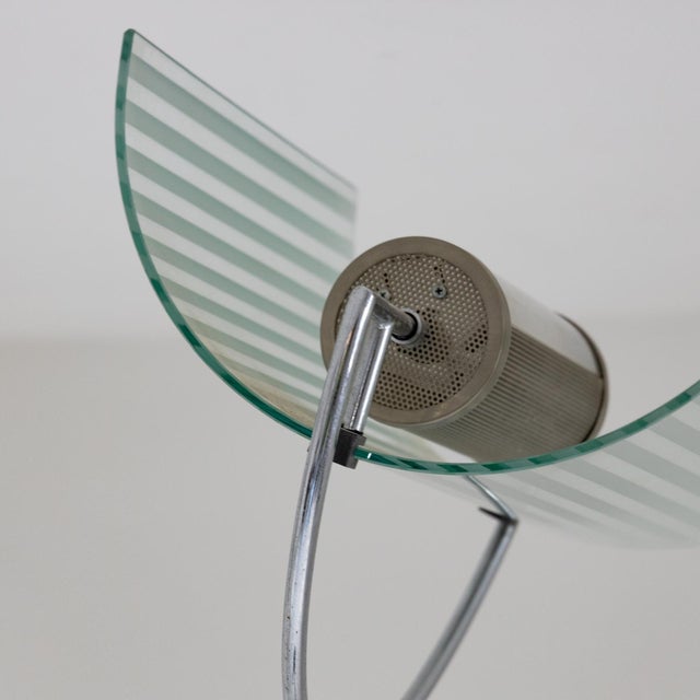 Glass Floor Lamp with Marble Base and Curved Glass Shade, 1990s For Sale - Image 7 of 12
