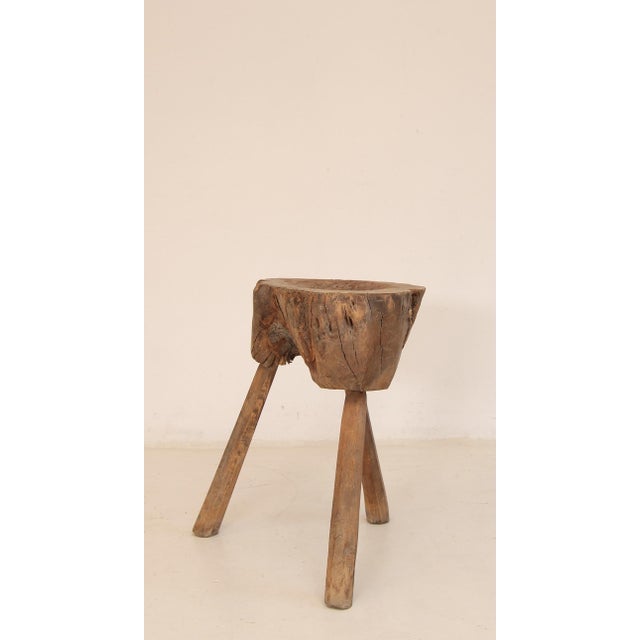 Primitive Wabi Sabi Wooden Chopping Block Side Table, Early 20th Century For Sale - Image 18 of 18