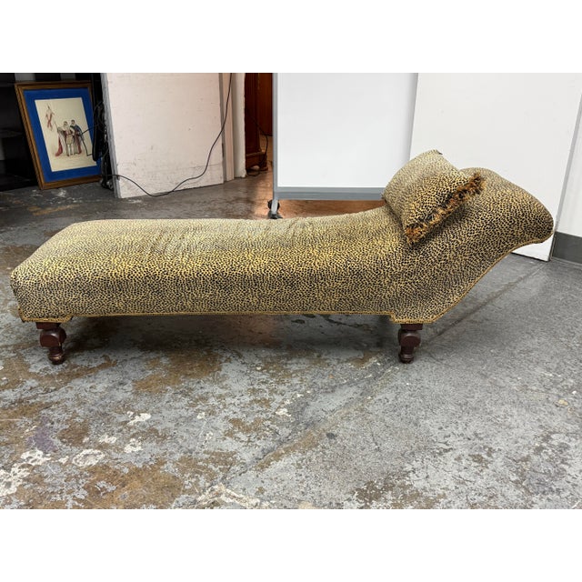 Victorian Leopard Print Chaise Lounge For Sale - Image 4 of 12