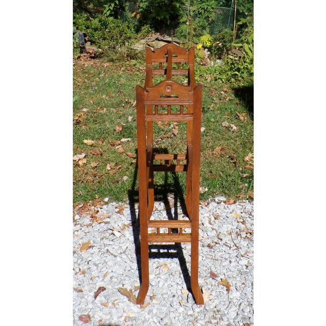 Antique Victorian Aesthetic Movement Solid Oak Towel Rail Quilt Rack For Sale - Image 12 of 13