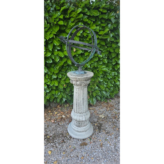 Weathered Armillary Sphere Sundial, 1930s For Sale - Image 3 of 13