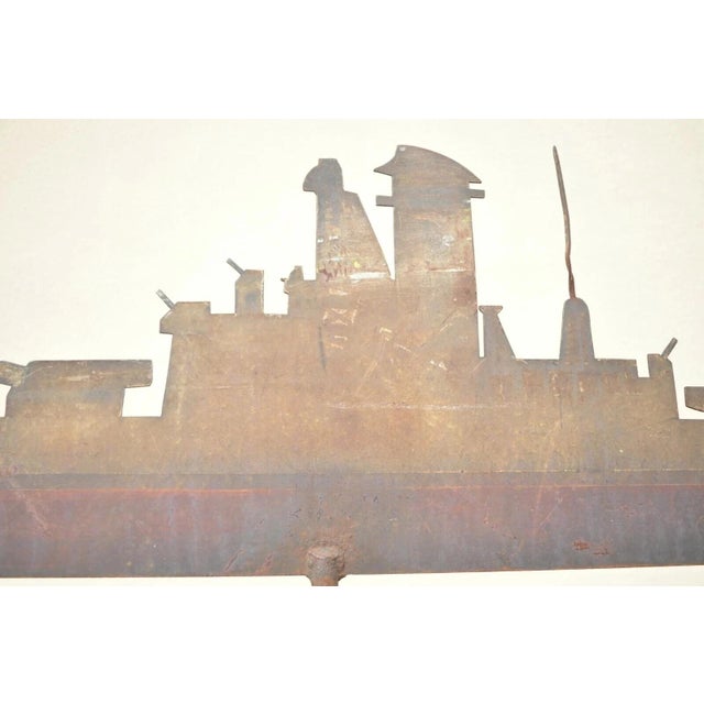 Early 20th Century Battleship Painted Steel Weathervane For Sale - Image 10 of 12
