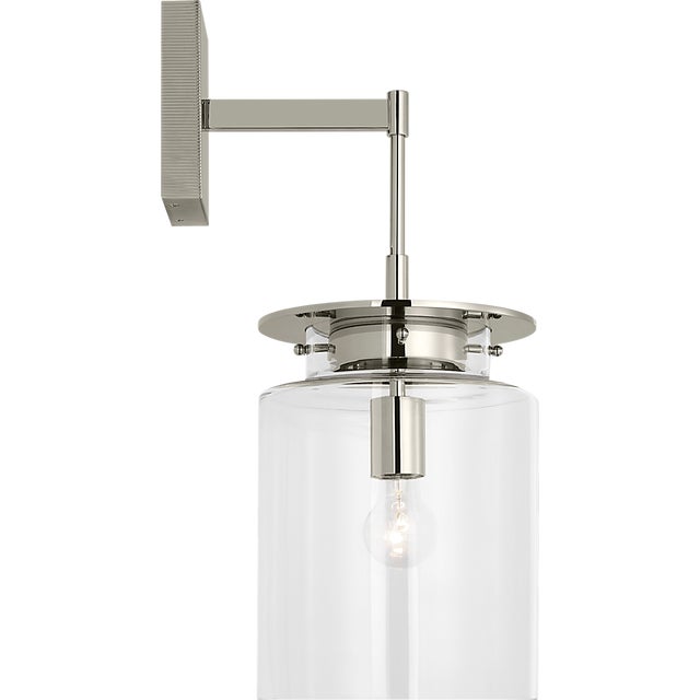 Modern Ray Booth for Visual Comfort Signature Elias 23" Sconce in Polished Nickel with Clear Glass For Sale - Image 3 of 9