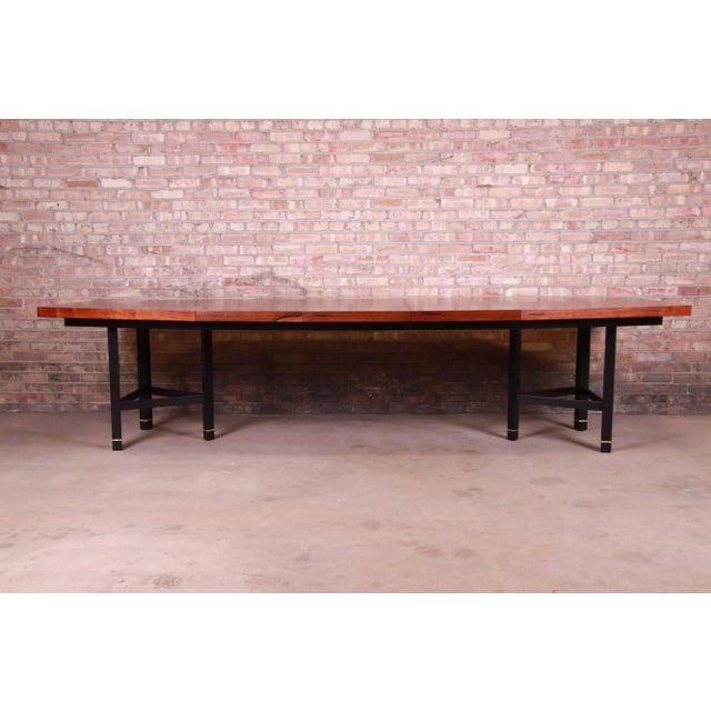 Mid-Century Modern Harvey Probber Brazilian Rosewood Boat-Shaped Extension Dining Table, Newly Restored For Sale - Image 3 of 13