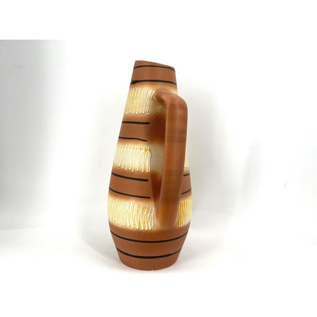 Mid-Century Modern Vintage Beige and Brown Ceramic Vase from Scheurich, 1960s For Sale - Image 3 of 7
