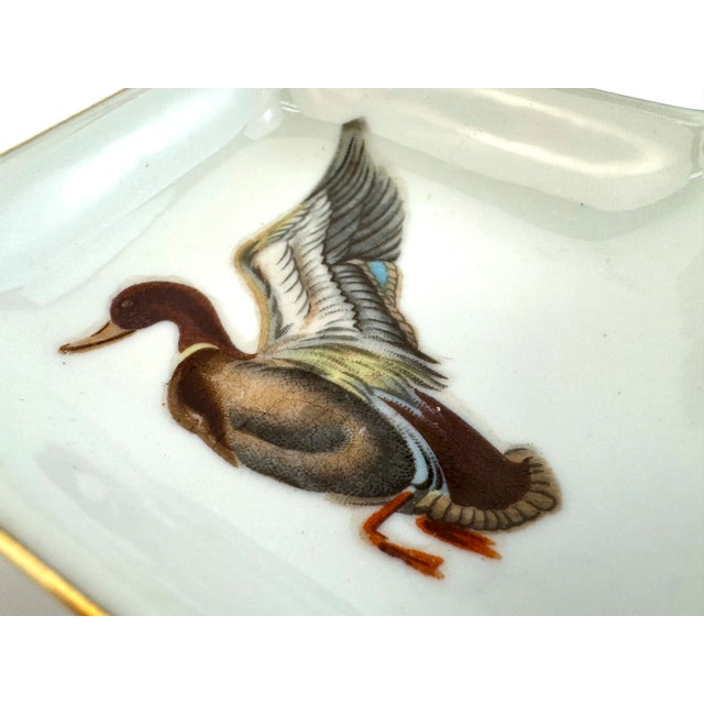 Farmhouse Vintage Mid-Century German Porcelain Duck Ashtray With Gilded Trim For Sale - Image 3 of 13