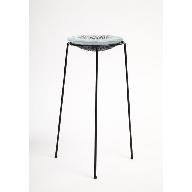 Vintage French Perforated Metal and Glass Table, C. 1950 For Sale - Image 9 of 13