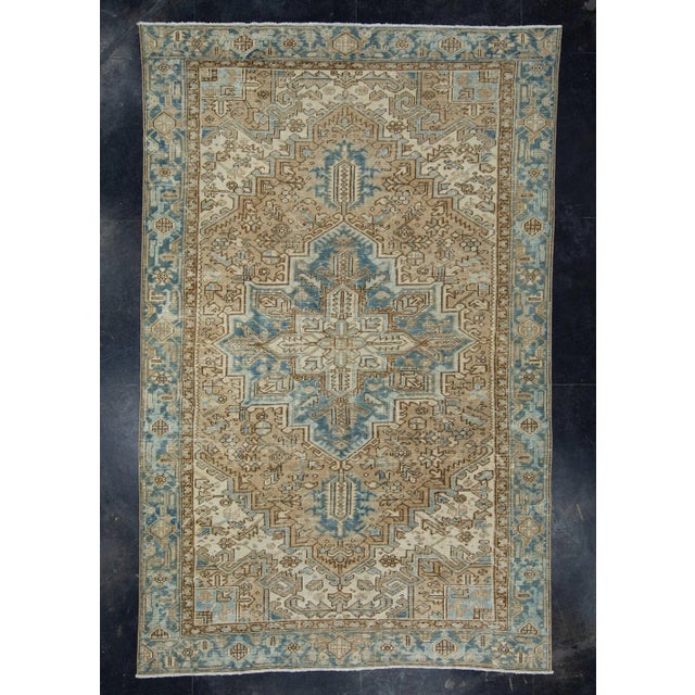 Blue & Brown Oriental Handwoven Vintage Rug 7'5" x 11'7" For Sale - Image 9 of 9