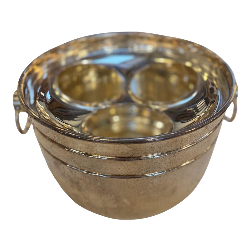Vintage Italian Ice Bucket With Three-Compartment Insert, 1970s | Chairish