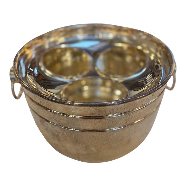 Vintage Italian Ice Bucket With Three-Compartment Insert, 1970s For Sale