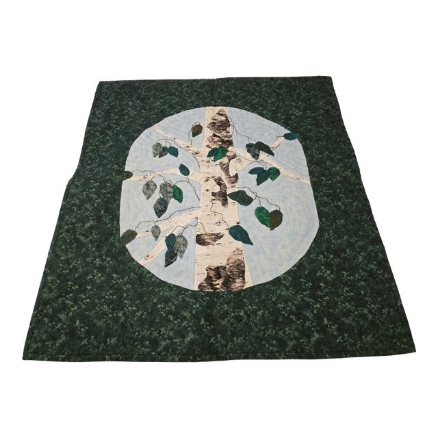 Vintage Handmade Quilt Birch Tree For Sale