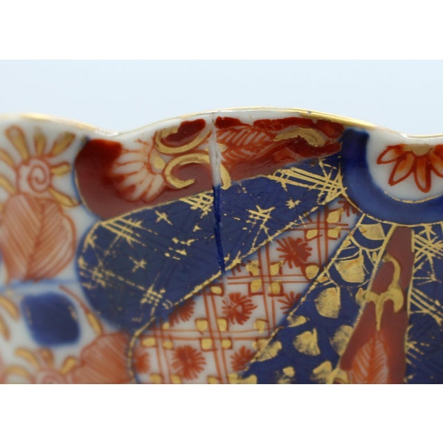 Ceramic Circa 1860s Meiji Period Japanese Imari Porcelain Oval Scalloped Bowl For Sale - Image 7 of 7
