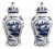1990s Pair of Large Blue & White Chinoiserie Porcelain Ginger Jars With Lids For Sale