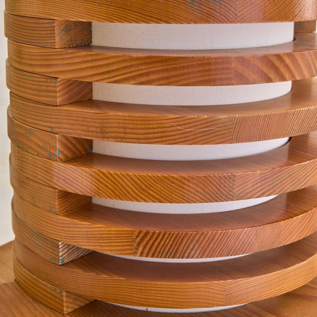 Wood French Stacked Wood Table Lamp, 1970s For Sale - Image 7 of 11