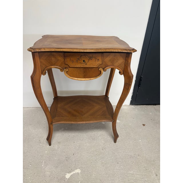 Wood French Napolean III Inlaid Work Table, Late 19th Century For Sale - Image 7 of 7