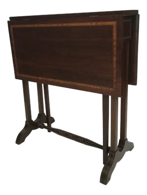 19th Century Inlaid Drop Leaf Table With Secret Compartment