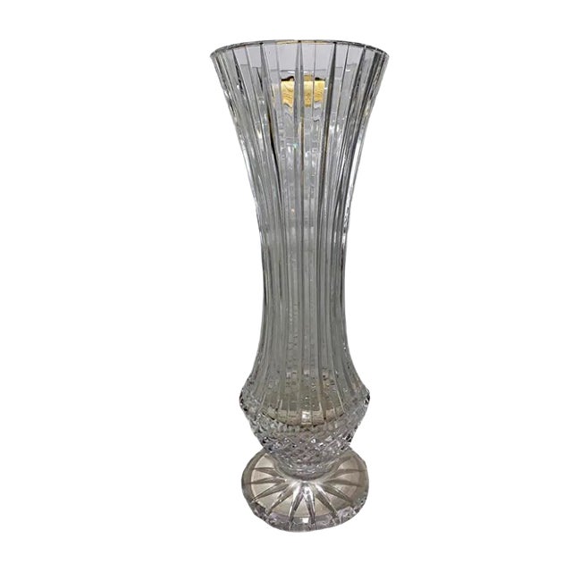 Cut Crystal Vase from Bohemia, 1980s For Sale