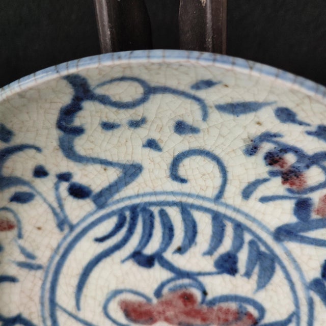 Ceramic Chinese Ceramic Plate,Blue and White Porcelain Plate Hand Painted Floral Pattern For Sale - Image 7 of 11