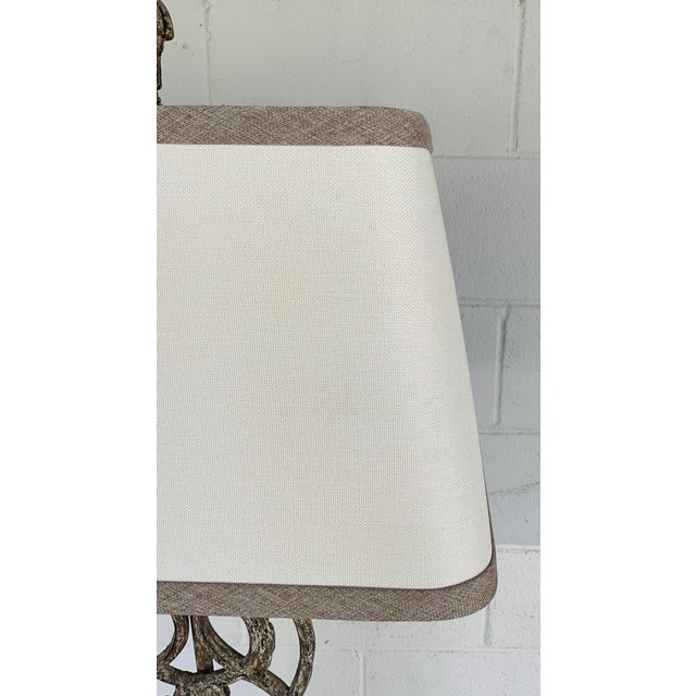 Transitional Currey & Company Transitional Aged Iron Scroll Floor Lamp For Sale - Image 3 of 5