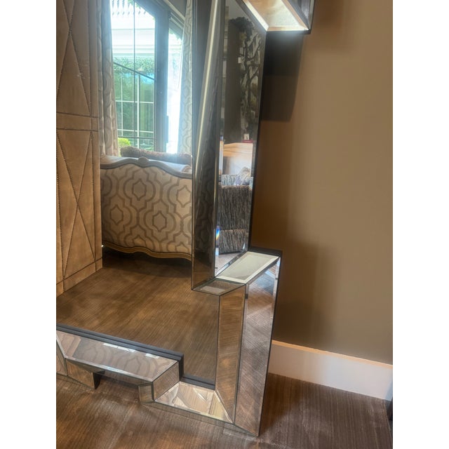 Glass Large Bevelled Floor Mirror For Sale - Image 7 of 8