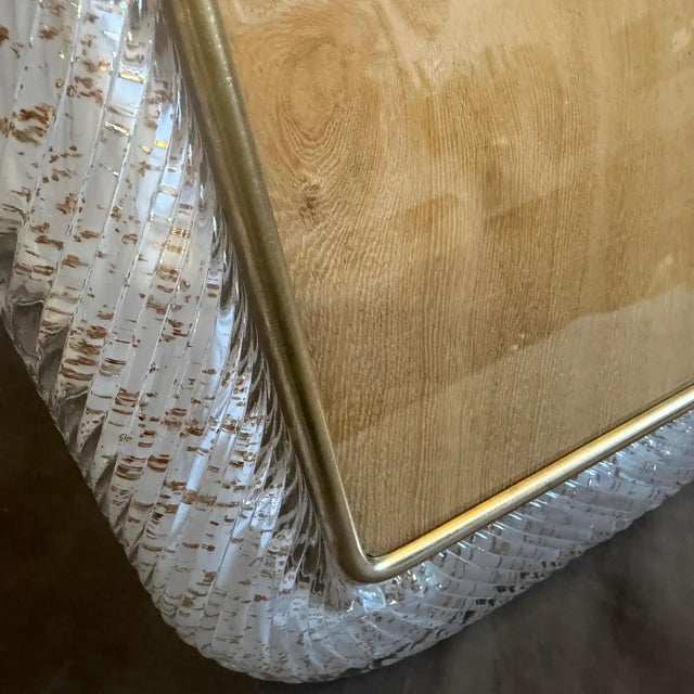 Mid-Century Modern 1990s Barovier Style Art Deco White and Gold Murano Glass Picture Frame For Sale - Image 3 of 12