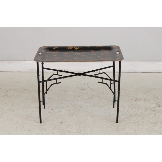 Age: Approx: 30 Years Old Details: Stunning Painted Toleware Tray High Quality Construction Regency Style Bamboo Form Base...