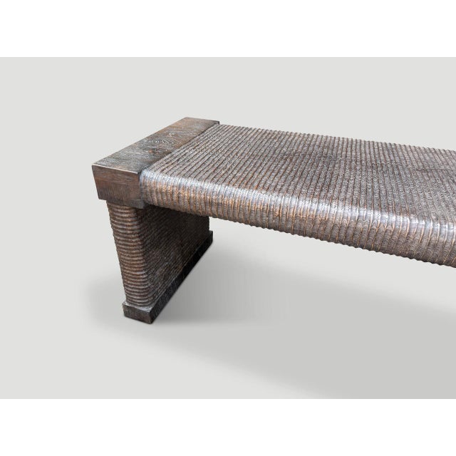 Andrianna Shamaris Exquisite Monumental Couture Hand Carved Bench For Sale - Image 9 of 18