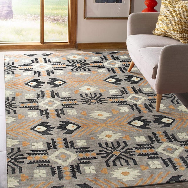 2020s 9x12 Laine Enchanting Gray Geometric Modern Hand Knotted Wool Carpet Rug For Sale - Image 5 of 5