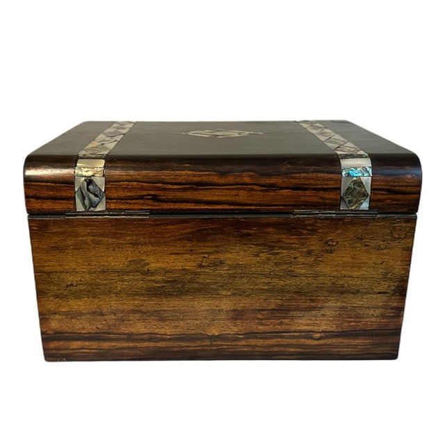 19th Century Victorian English Rosewood Inlaid Abalone Writing Box Lap Desk For Sale - Image 6 of 16