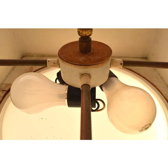 Metal Minimalist Chandelier in Wood, Brass and Glass For Sale - Image 7 of 11