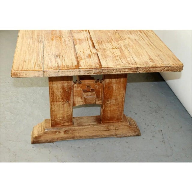 Mid 20th Century Mid 20th Century French Bleached Oak Trestle Table For Sale - Image 5 of 5