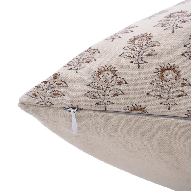 Art Deco Fabdivine Handmade Block Printed Cushion Cover 16x16 Inch Duck Canvas- Bagru Buti For Sale - Image 3 of 4