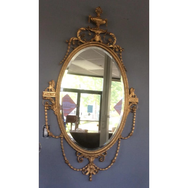 Large Vintage Adams Style Giltwood Mirror For Sale - Image 9 of 11