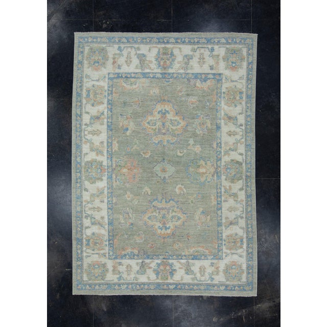 Blue & Brown Turkish Oushak Rug 6'11" x 9'9" For Sale - Image 9 of 9
