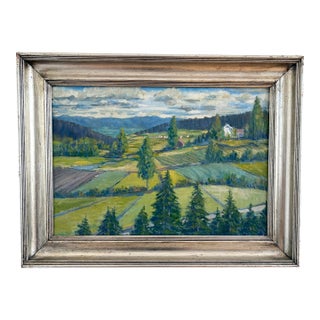 Vintage Original Landscape Oil Painting, Countryside Art For Sale