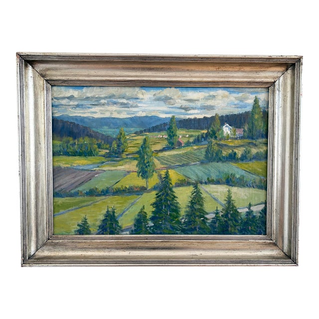 Vintage Original Landscape Oil Painting, Countryside Art For Sale