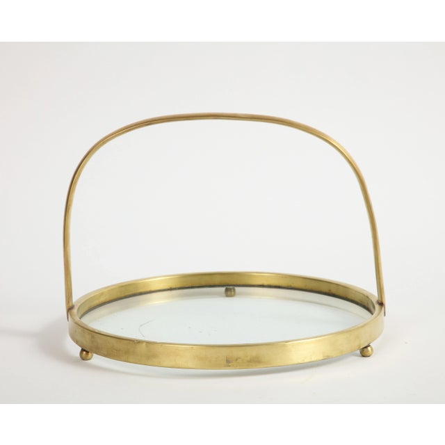 Mid 20th Century Midcentury Brass and Glass Tray With Handle For Sale - Image 5 of 8