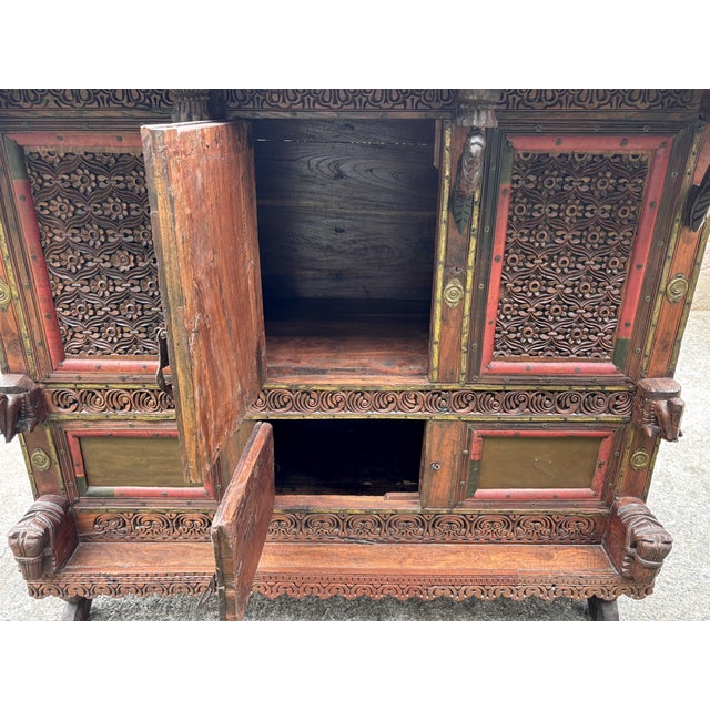 Brown Antique Indian Dowry Wedding Chest, Bar, Cabinet, 19th Century For Sale - Image 8 of 17