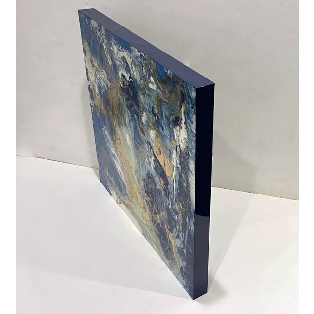 【F15号】good blue(FRANCOIS) oil painting Contemporary Italian Modern Abstract Wall Art White Gold