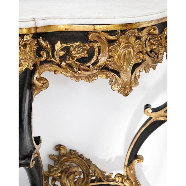 19th Century Napoleon III Ebonized & Giltwood Console Table For Sale - Image 3 of 7