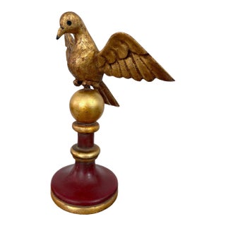 European Carved Wood Bird Sculpture on Finial 9.5" H For Sale