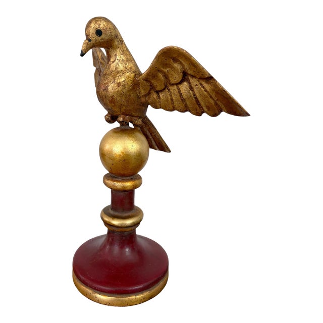 European Carved Wood Bird Sculpture on Finial 9.5" H For Sale