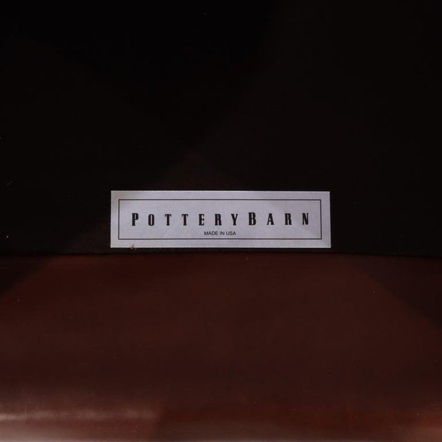 Two Piece Vintage Leather Club Armchair & Ottoman Set by Pottery Barn 20thC For Sale - Image 12 of 12