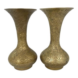 Mid-Century Brass Vases - a Pair For Sale